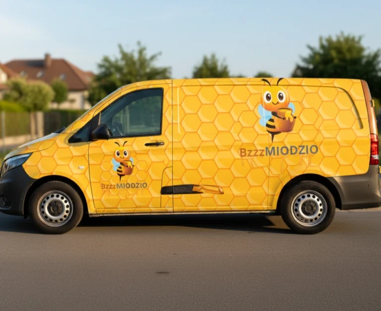 Auto z floty firmowej po oklejeniu, spójny branding floty
